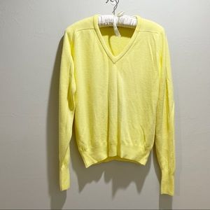 Vintage LL BEAN Men’s Yellow V-Neck Orlon Acrylic Sweater Made In USA